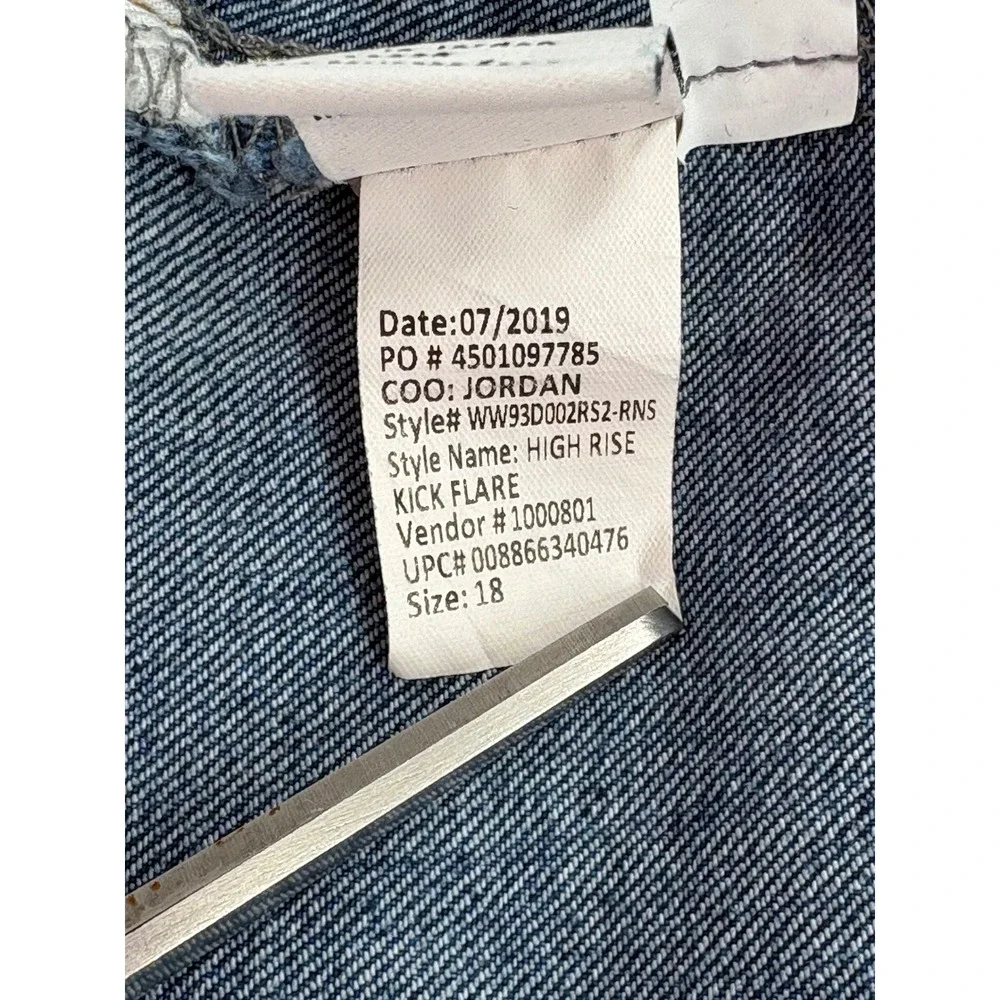 Nine West Kick‎ Flare Jeans Blue Raw Stepped Hem 18